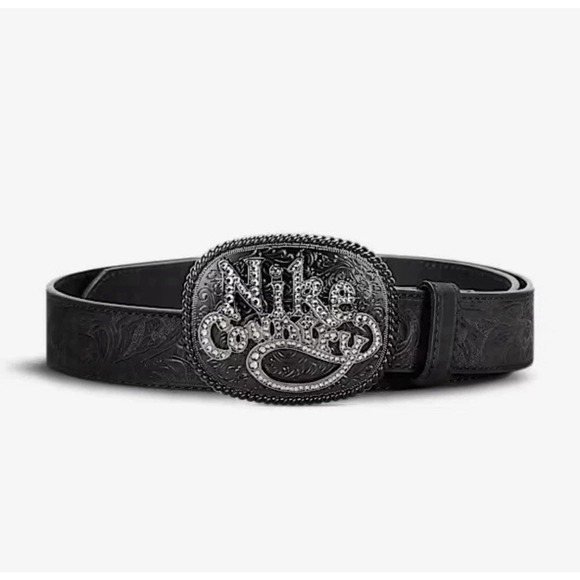 Nike Other - Nike Country Belt Plaque Buckle Embossed Leather Belt Size Small